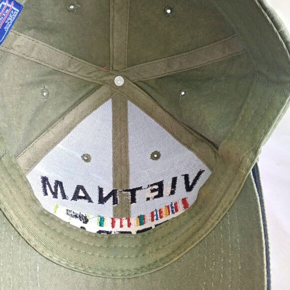 Vietnam Veteran Hat Green Embroidered Military Ball Cap Strapback 6 Panel - Picture 7 of 8